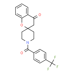 ChemSpider 2D Image | 1'-[4-(Trifluoromethyl)benzoyl]spiro[chromene-2,4'-piperidin]-4(3H)-one | C21H18F3NO3