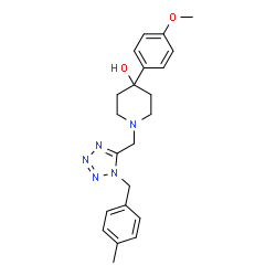 ChemSpider 2D Image | 4-(4-Methoxyphenyl)-1-{[1-(4-methylbenzyl)-1H-tetrazol-5-yl]methyl}-4-piperidinol | C22H27N5O2