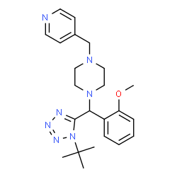 ChemSpider 2D Image | 1-[(1-tert-Butyl-1H-tetrazol-5-yl)-(2-methoxy-phenyl)-methyl]-4-pyridin-4-ylmethyl-piperazine | C23H31N7O