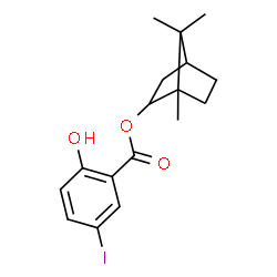 ChemSpider 2D Image | 1,7,7-Trimethylbicyclo[2.2.1]hept-2-yl 2-hydroxy-5-iodobenzoate | C17H21IO3