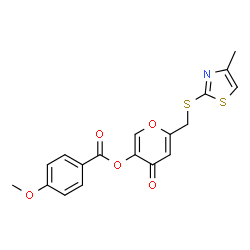 ChemSpider 2D Image | 6-{[(4-Methyl-1,3-thiazol-2-yl)sulfanyl]methyl}-4-oxo-4H-pyran-3-yl 4-methoxybenzoate | C18H15NO5S2