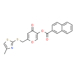 ChemSpider 2D Image | 6-{[(4-Methyl-1,3-thiazol-2-yl)sulfanyl]methyl}-4-oxo-4H-pyran-3-yl 2-naphthoate | C21H15NO4S2