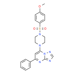 ChemSpider 2D Image | 7-{4-[(4-Methoxyphenyl)sulfonyl]-1-piperazinyl}-5-phenyl[1,2,4]triazolo[1,5-a]pyrimidine | C22H22N6O3S
