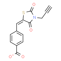 ChemSpider 2D Image | 4-{(E)-[2,4-Dioxo-3-(2-propyn-1-yl)-1,3-thiazolidin-5-ylidene]methyl}benzoate | C14H8NO4S