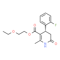 ChemSpider 2D Image | 2-Ethoxyethyl (4R)-4-(2-fluorophenyl)-2-methyl-6-oxo-1,4,5,6-tetrahydro-3-pyridinecarboxylate | C17H20FNO4