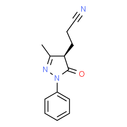 ChemSpider 2D Image | 3-[(4R)-3-Methyl-5-oxo-1-phenyl-4,5-dihydro-1H-pyrazol-4-yl]propanenitrile | C13H13N3O