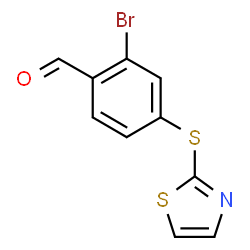 ChemSpider 2D Image | 2-Bromo-4-(1,3-thiazol-2-ylsulfanyl)benzaldehyde | C10H6BrNOS2