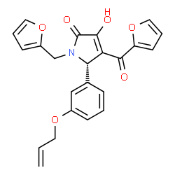 ChemSpider 2D Image | (5S)-5-[3-(Allyloxy)phenyl]-4-(2-furoyl)-1-(2-furylmethyl)-3-hydroxy-1,5-dihydro-2H-pyrrol-2-one | C23H19NO6