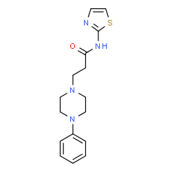ChemSpider 2D Image | 3-(4-Phenyl-1-piperazinyl)-N-(1,3-thiazol-2-yl)propanamide | C16H20N4OS