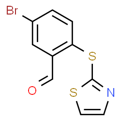 ChemSpider 2D Image | 5-Bromo-2-(1,3-thiazol-2-ylsulfanyl)benzaldehyde | C10H6BrNOS2