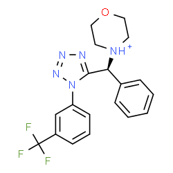 ChemSpider 2D Image | 4-[(S)-Phenyl{1-[3-(trifluoromethyl)phenyl]-1H-tetrazol-5-yl}methyl]morpholin-4-ium | C19H19F3N5O