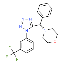 ChemSpider 2D Image | 4-[(S)-Phenyl{1-[3-(trifluoromethyl)phenyl]-1H-tetrazol-5-yl}methyl]morpholine | C19H18F3N5O