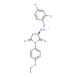 ChemSpider 2D Image | (3R)-N-(2,4-Dichlorobenzyl)-1-(4-ethoxyphenyl)-2,5-dioxo-3-pyrrolidinaminium | C19H19Cl2N2O3