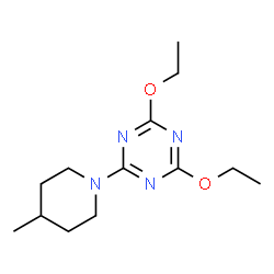 ChemSpider 2D Image | 2,4-Diethoxy-6-(4-methyl-1-piperidinyl)-1,3,5-triazine | C13H22N4O2