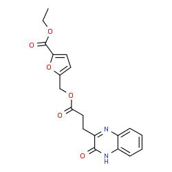 ChemSpider 2D Image | Ethyl 5-({[3-(3-oxo-3,4-dihydro-2-quinoxalinyl)propanoyl]oxy}methyl)-2-furoate | C19H18N2O6