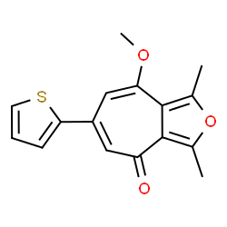 ChemSpider 2D Image | 4-methoxy-1,3-dimethyl-6-thiophen-2-yl-8-cyclohepta[c]furanone | C16H14O3S
