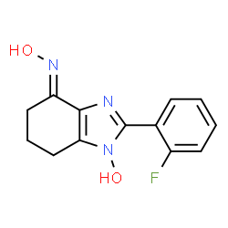 ChemSpider 2D Image | (4E)-2-(2-fluorophenyl)-4-(hydroxyimino)-6,7-dihydro-5H-1,3-benzodiazol-1-ol | C13H12FN3O2