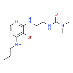 ChemSpider 2D Image | 3-(2-{[5-Bromo-6-(propylamino)-4-pyrimidinyl]amino}ethyl)-1,1-dimethylurea | C12H21BrN6O