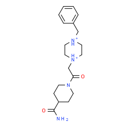ChemSpider 2D Image | 1-Benzyl-4-[2-(4-carbamoyl-1-piperidinyl)-2-oxoethyl]piperazinediium | C19H30N4O2