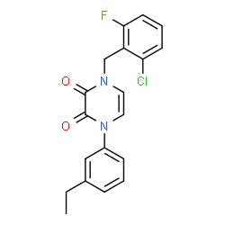 ChemSpider 2D Image | 1-(2-Chloro-6-fluorobenzyl)-4-(3-ethylphenyl)-1,4-dihydro-2,3-pyrazinedione | C19H16ClFN2O2