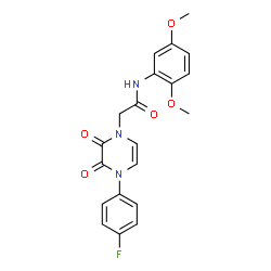 ChemSpider 2D Image | N-(2,5-Dimethoxyphenyl)-2-[4-(4-fluorophenyl)-2,3-dioxo-3,4-dihydro-1(2H)-pyrazinyl]acetamide | C20H18FN3O5