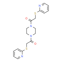 ChemSpider 2D Image | 1,1'-(1,4-Piperazinediyl)bis[2-(2-pyridinylsulfanyl)ethanone] | C18H20N4O2S2