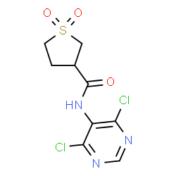 ChemSpider 2D Image | N-(4,6-Dichloro-5-pyrimidinyl)tetrahydro-3-thiophenecarboxamide 1,1-dioxide | C9H9Cl2N3O3S