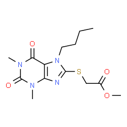 ChemSpider 2D Image | Methyl [(7-butyl-1,3-dimethyl-2,6-dioxo-2,3,6,7-tetrahydro-1H-purin-8-yl)sulfanyl]acetate | C14H20N4O4S