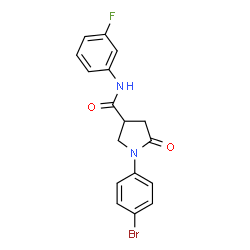 ChemSpider 2D Image | 1-(4-Bromophenyl)-N-(3-fluorophenyl)-5-oxo-3-pyrrolidinecarboxamide | C17H14BrFN2O2