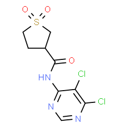 ChemSpider 2D Image | N-(5,6-Dichloro-4-pyrimidinyl)tetrahydro-3-thiophenecarboxamide 1,1-dioxide | C9H9Cl2N3O3S