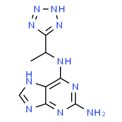 ChemSpider 2D Image | N~6~-[1-(2H-Tetrazol-5-yl)ethyl]-7H-purine-2,6-diamine | C8H10N10