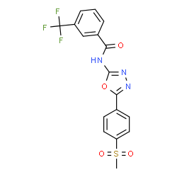 ChemSpider 2D Image | N-{5-[4-(Methylsulfonyl)phenyl]-1,3,4-oxadiazol-2-yl}-3-(trifluoromethyl)benzamide | C17H12F3N3O4S