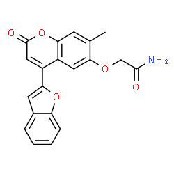 ChemSpider 2D Image | 2-{[4-(1-Benzofuran-2-yl)-7-methyl-2-oxo-2H-chromen-6-yl]oxy}acetamide | C20H15NO5