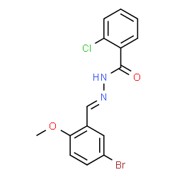 ChemSpider 2D Image | N'-[(E)-(5-Bromo-2-methoxyphenyl)methylene]-2-chlorobenzohydrazide | C15H12BrClN2O2