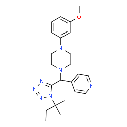 ChemSpider 2D Image | 1-(3-Methoxyphenyl)-4-{[1-(2-methyl-2-butanyl)-1H-tetrazol-5-yl](4-pyridinyl)methyl}piperazine | C23H31N7O