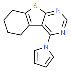 ChemSpider 2D Image | 4-Pyrrol-1-yl-5,6,7,8-tetrahydro-benzo[4,5]thieno[2,3-d]pyrimidine | C14H13N3S