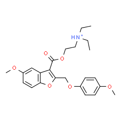 ChemSpider 2D Image | N,N-Diethyl-2-[({5-methoxy-2-[(4-methoxyphenoxy)methyl]-1-benzofuran-3-yl}carbonyl)oxy]ethanaminium | C24H30NO6