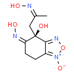 ChemSpider 2D Image | (4R,5Z)-5-(Hydroxyimino)-4-[(2Z)-2-(hydroxyimino)propyl]-4,5,6,7-tetrahydro-2,1,3-benzoxadiazol-4-ol 1-oxide | C9H12N4O5