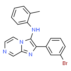 ChemSpider 2D Image | 2-(3-Bromophenyl)-N-(2-methylphenyl)imidazo[1,2-a]pyrazin-3-amine | C19H15BrN4