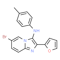ChemSpider 2D Image | 6-Bromo-2-(2-furyl)-N-(4-methylphenyl)imidazo[1,2-a]pyridin-3-amine | C18H14BrN3O