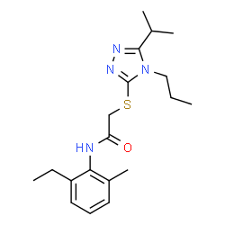 ChemSpider 2D Image | N-(2-Ethyl-6-methylphenyl)-2-[(5-isopropyl-4-propyl-4H-1,2,4-triazol-3-yl)sulfanyl]acetamide | C19H28N4OS