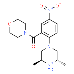 ChemSpider 2D Image | (2S,6S)-2,6-Dimethyl-4-[2-(4-morpholinylcarbonyl)-4-nitrophenyl]piperazin-1-ium | C17H25N4O4