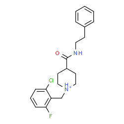 ChemSpider 2D Image | 1-(2-Chloro-6-fluorobenzyl)-4-[(2-phenylethyl)carbamoyl]piperidinium | C21H25ClFN2O