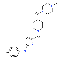 ChemSpider 2D Image | {2-[(4-Methylphenyl)amino]-1,3-thiazol-4-yl}{4-[(4-methyl-1-piperazinyl)carbonyl]-1-piperidinyl}methanone | C22H29N5O2S