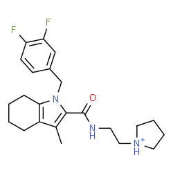 ChemSpider 2D Image | 1-[2-({[1-(3,4-Difluorobenzyl)-3-methyl-4,5,6,7-tetrahydro-1H-indol-2-yl]carbonyl}amino)ethyl]pyrrolidinium | C23H30F2N3O