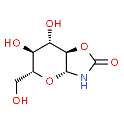 ChemSpider 2D Image | (3aR,5R,6S,7S,7aR)-6,7-Dihydroxy-5-(hydroxymethyl)hexahydro-2H-pyrano[2,3-d][1,3]oxazol-2-one | C7H11NO6