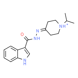 ChemSpider 2D Image | 4-[(1H-Indol-3-ylcarbonyl)hydrazono]-1-isopropylpiperidinium | C17H23N4O