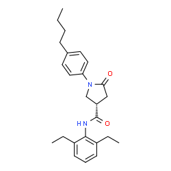 ChemSpider 2D Image | (3S)-1-(4-Butylphenyl)-N-(2,6-diethylphenyl)-5-oxo-3-pyrrolidinecarboxamide | C25H32N2O2