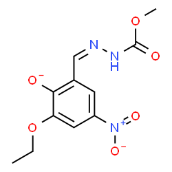 ChemSpider 2D Image | 2-Ethoxy-6-{(Z)-[(methoxycarbonyl)hydrazono]methyl}-4-nitrophenolate | C11H12N3O6