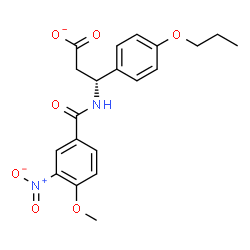 ChemSpider 2D Image | (3R)-3-[(4-Methoxy-3-nitrobenzoyl)amino]-3-(4-propoxyphenyl)propanoate | C20H21N2O7